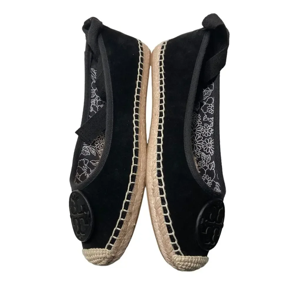 Tory Burch Minnie Ballet Suede Wedge Espadrilles Size 8